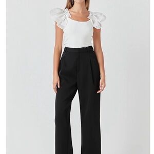 Endless Rose ORGANZA RUFFLE WITH KNIT TOP White